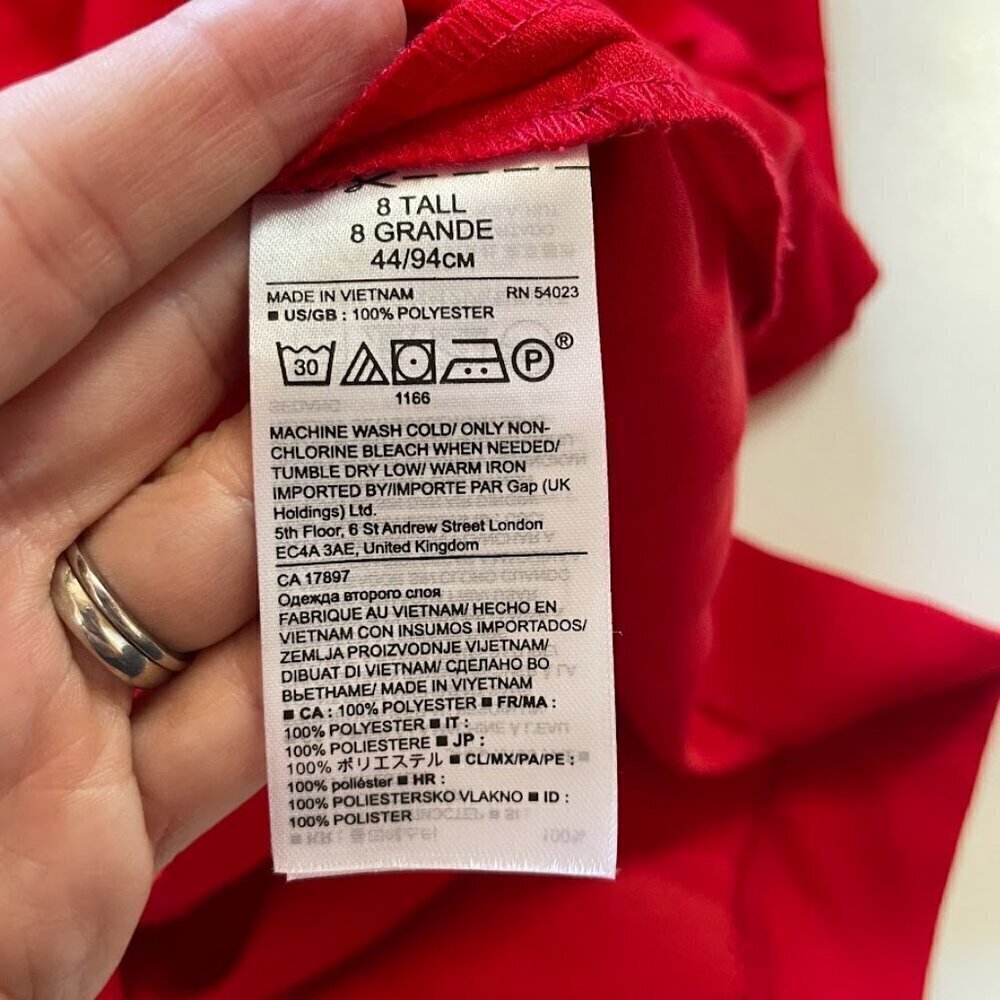 Banana Republic TALL LONG Ruffle Shift Dress Red Holiday Party Classic Career - Picture 8 of 10